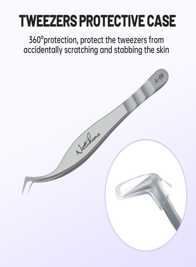 Natuhana High Precision Lash Tweezers for Individual and Volume Eyelash Extensions Premium Stainless Steel Curved Fiber Tip Professional Isolation Tweezer - Image 4